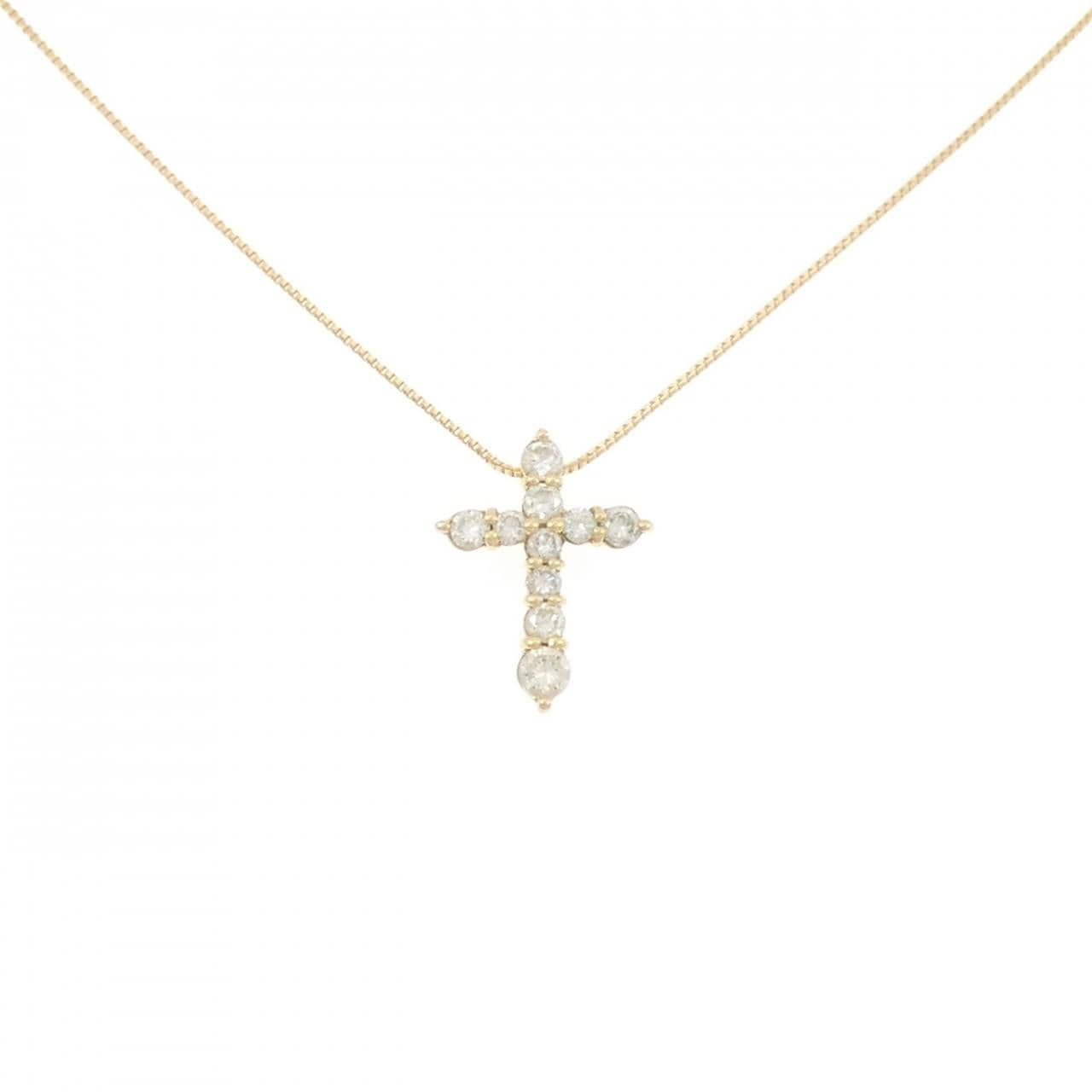 K18YG クロス ダイヤモンド ネックレス 0.50CT