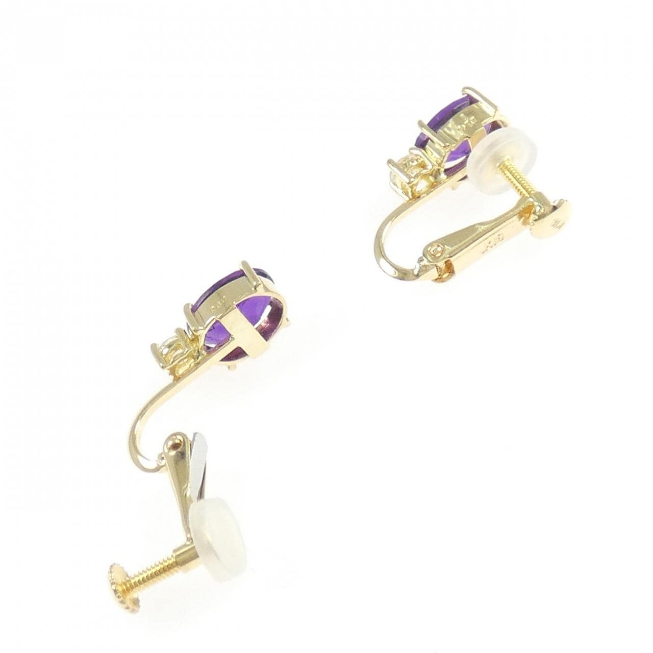 18K黄金紫水晶耳夹，1.57克拉