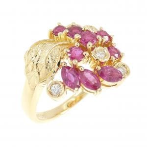 K18YG ルビー リング 1.15CT