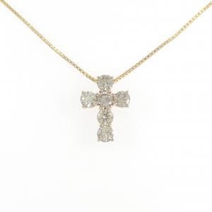 K18PG/K18YG クロス ダイヤモンド ネックレス 1.50CT