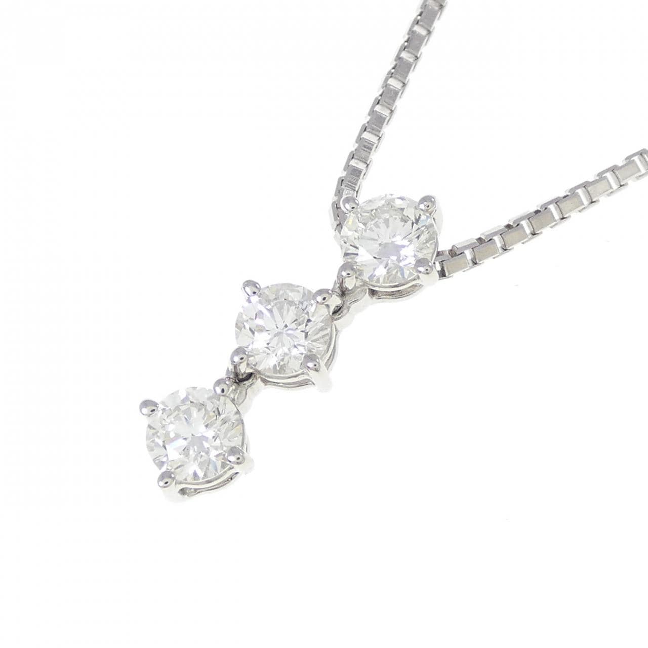 PT900/PT850 スリーストーン ダイヤモンド ネックレス 0.70CT