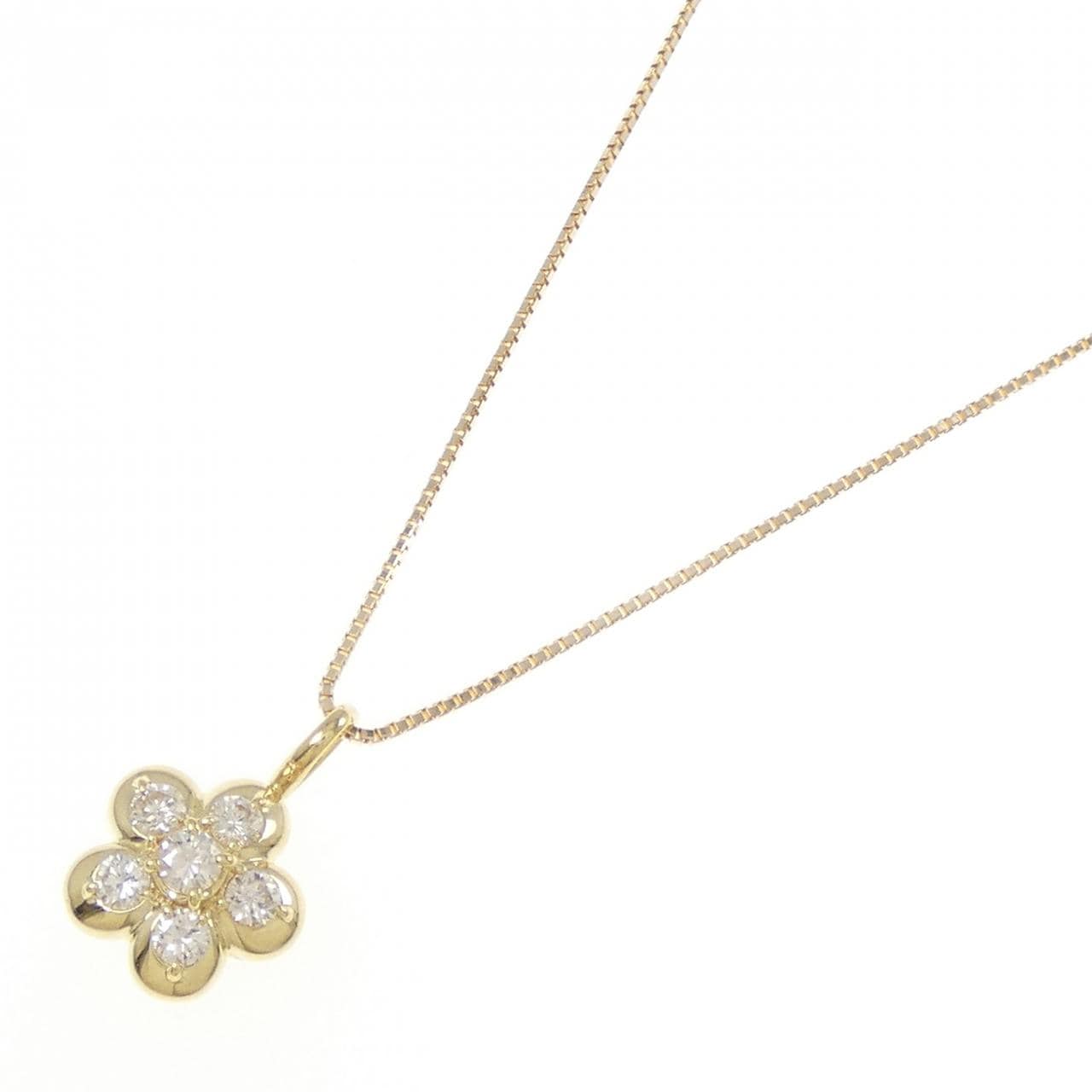 K18YG フラワー ダイヤモンド ネックレス 0.30CT