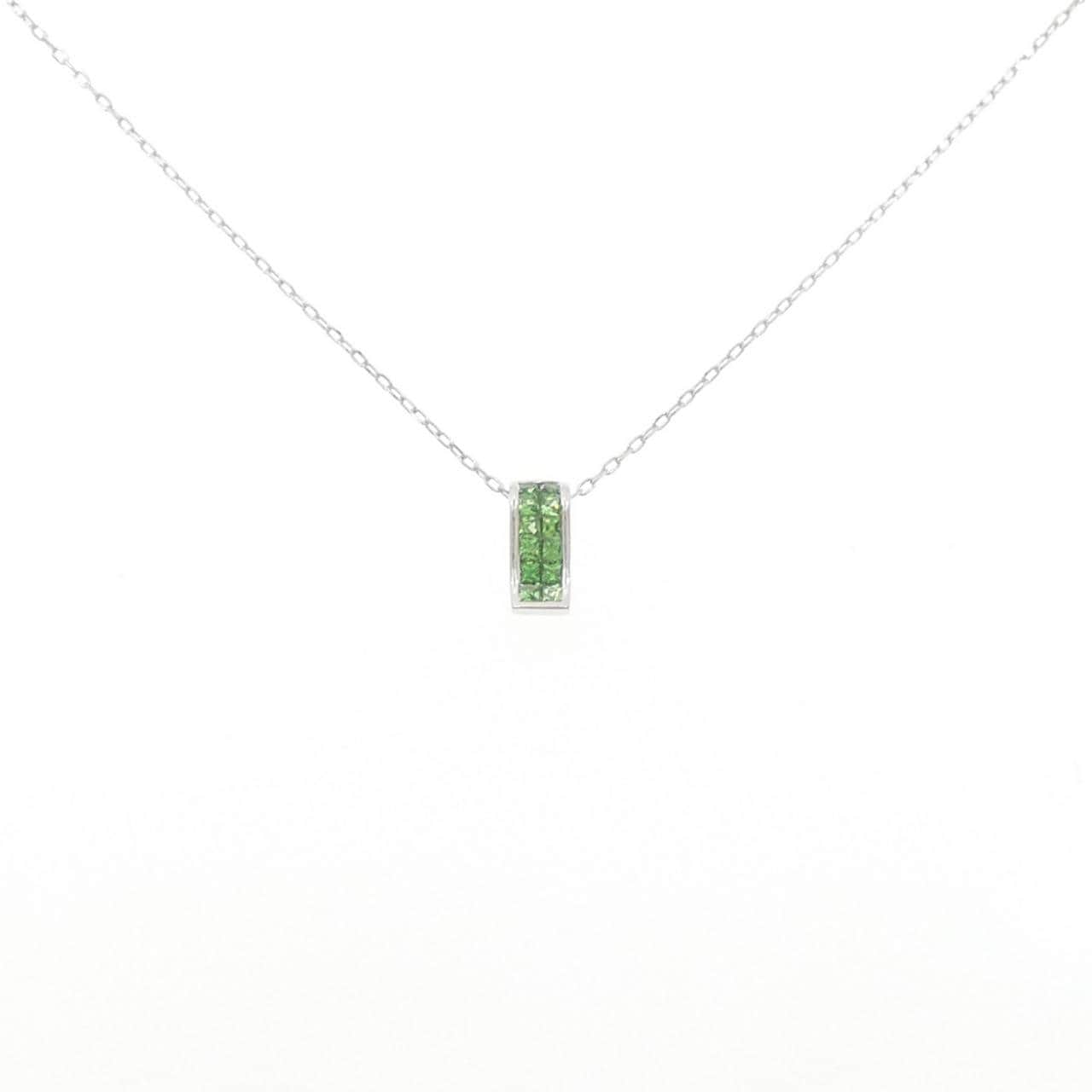 K18WG グリーンガーネット ネックレス 0.30CT