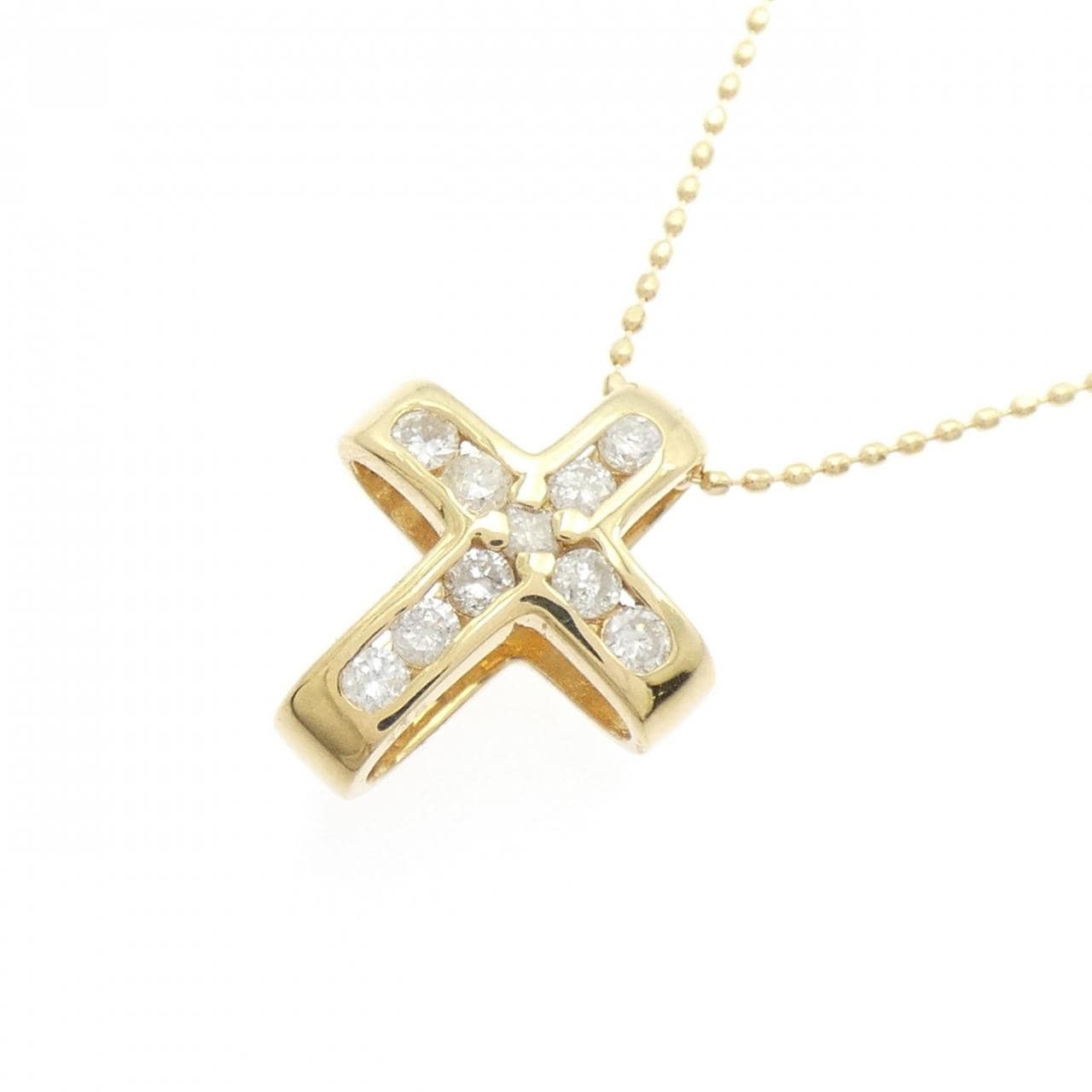 K18YG クロス ダイヤモンド ネックレス 0.30CT