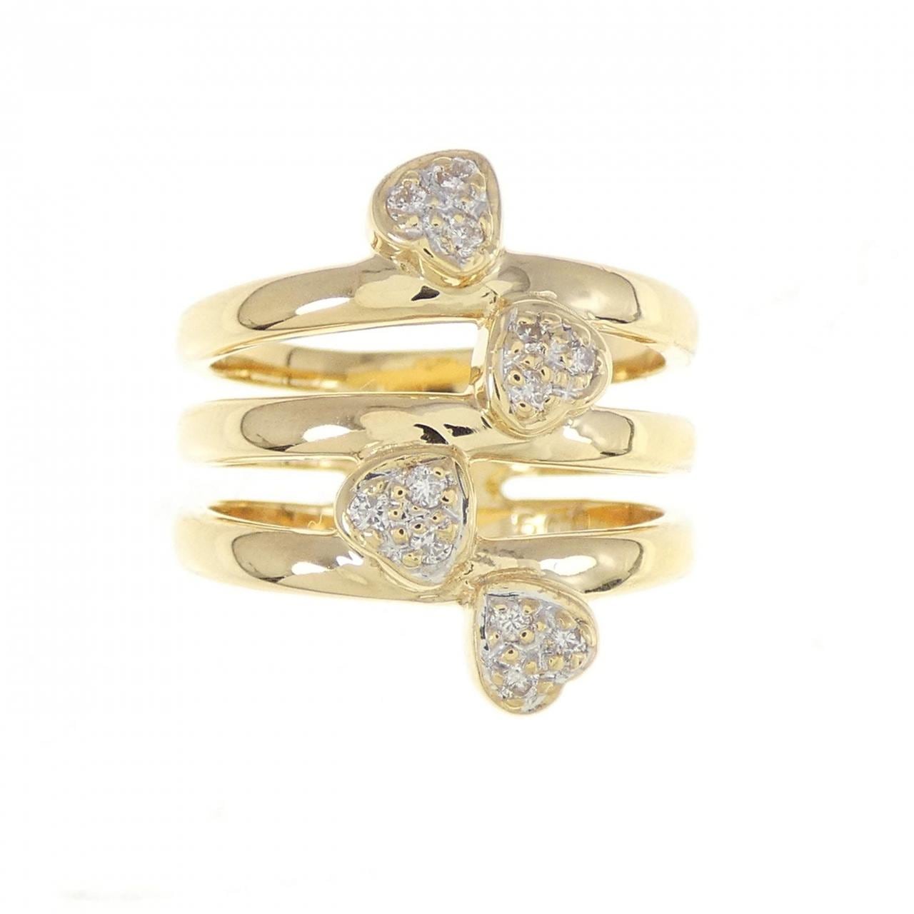 K18YG ribbon Diamond ring 0.09CT