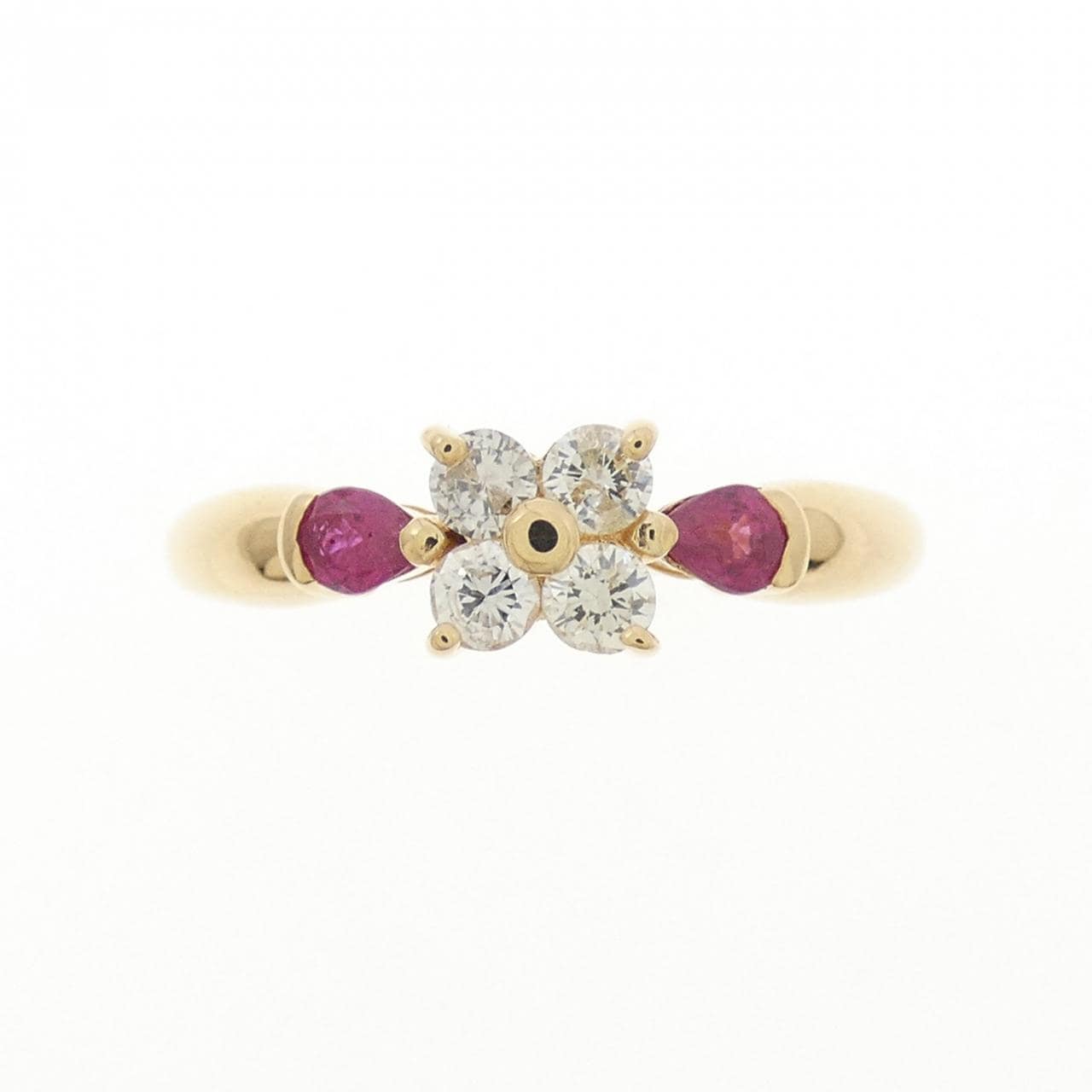 K18YG フラワー ルビー リング 0.18CT