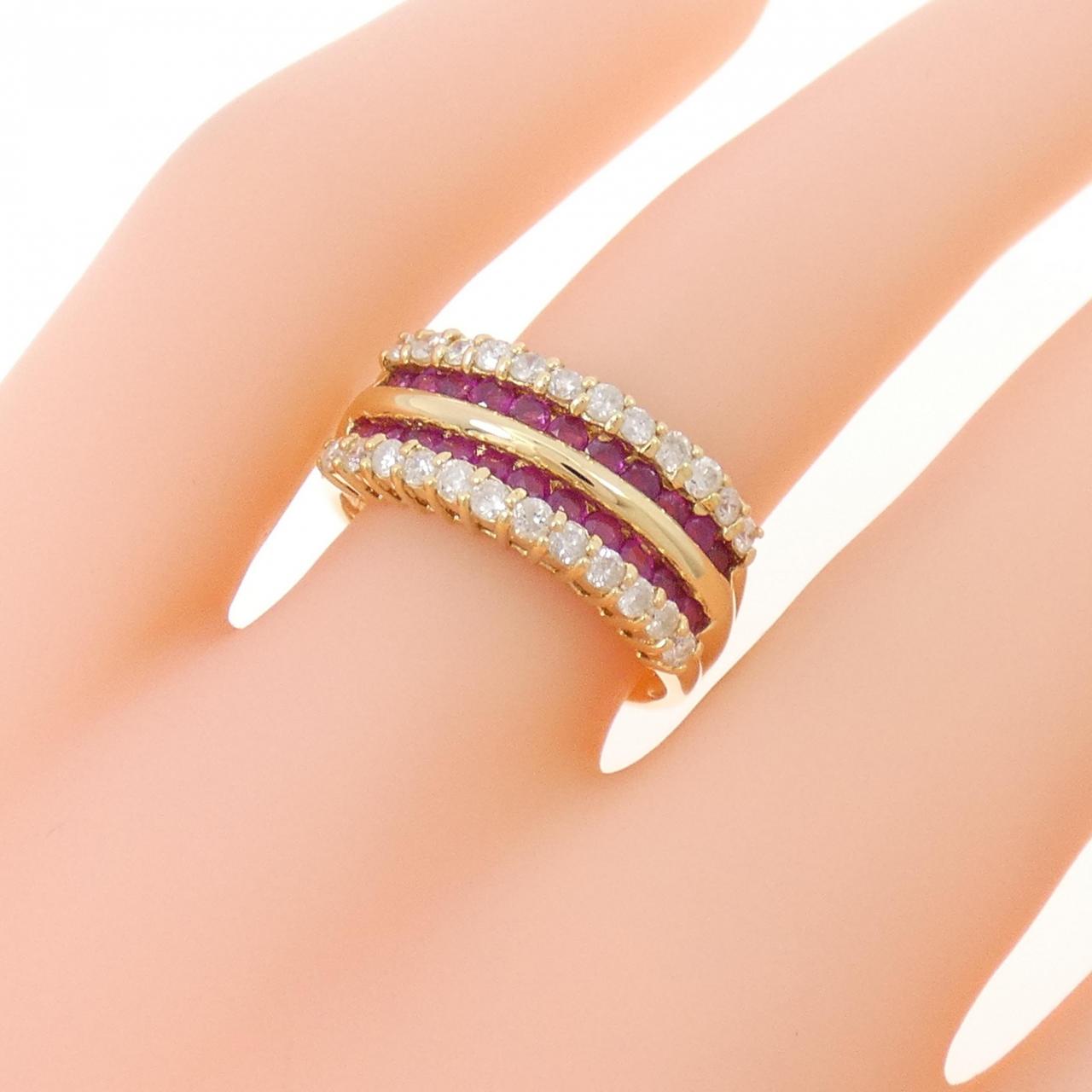 K18YG ルビー リング 0.83CT