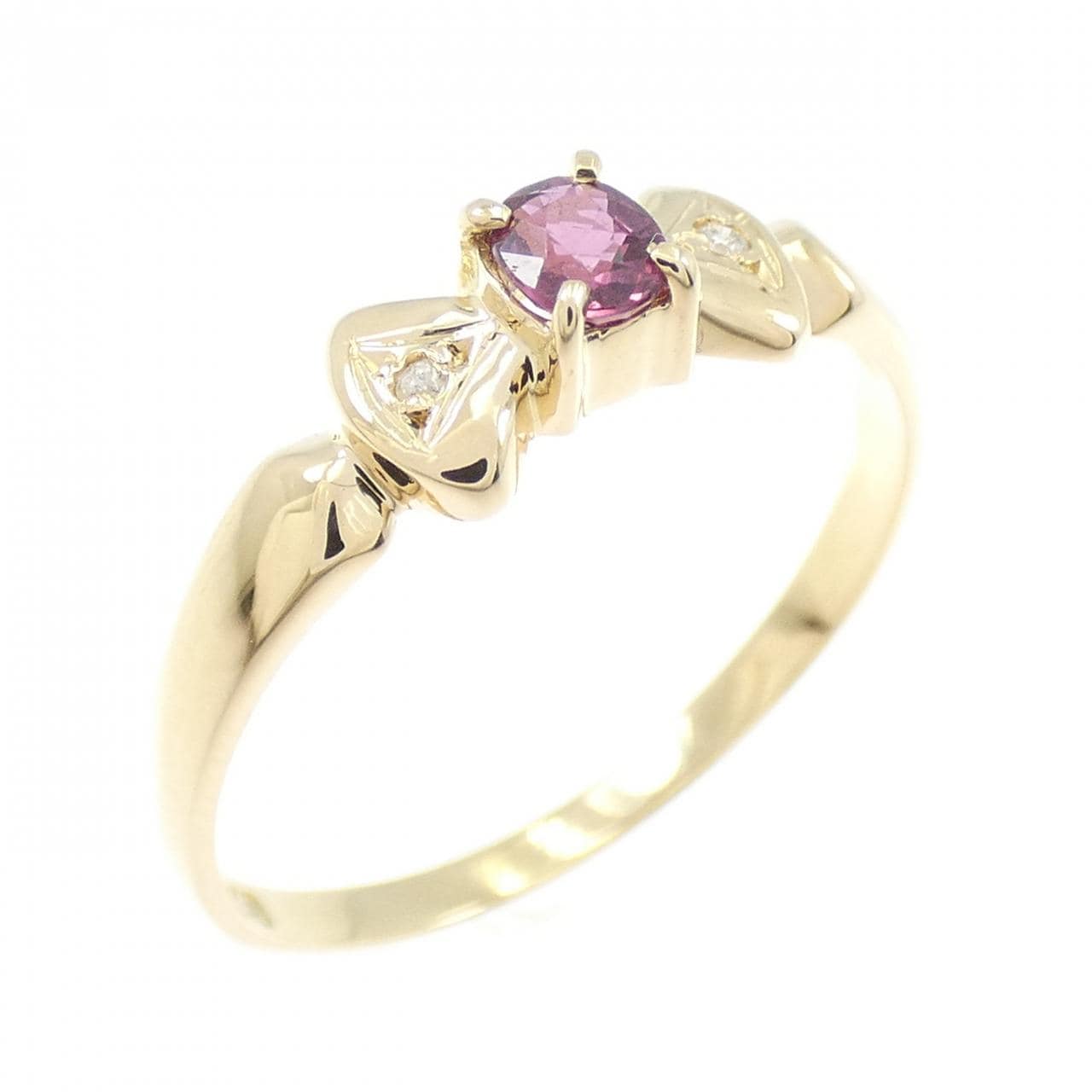 K18YG リボン ルビー リング