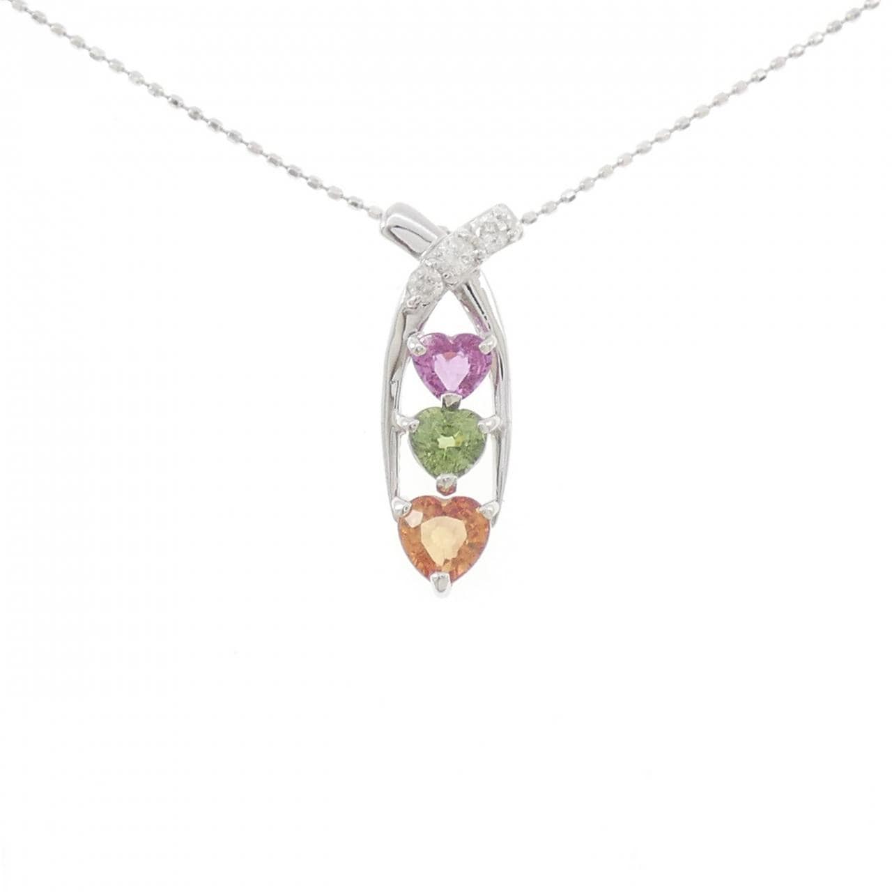 K18WG ハート サファイヤ ネックレス 1.28CT