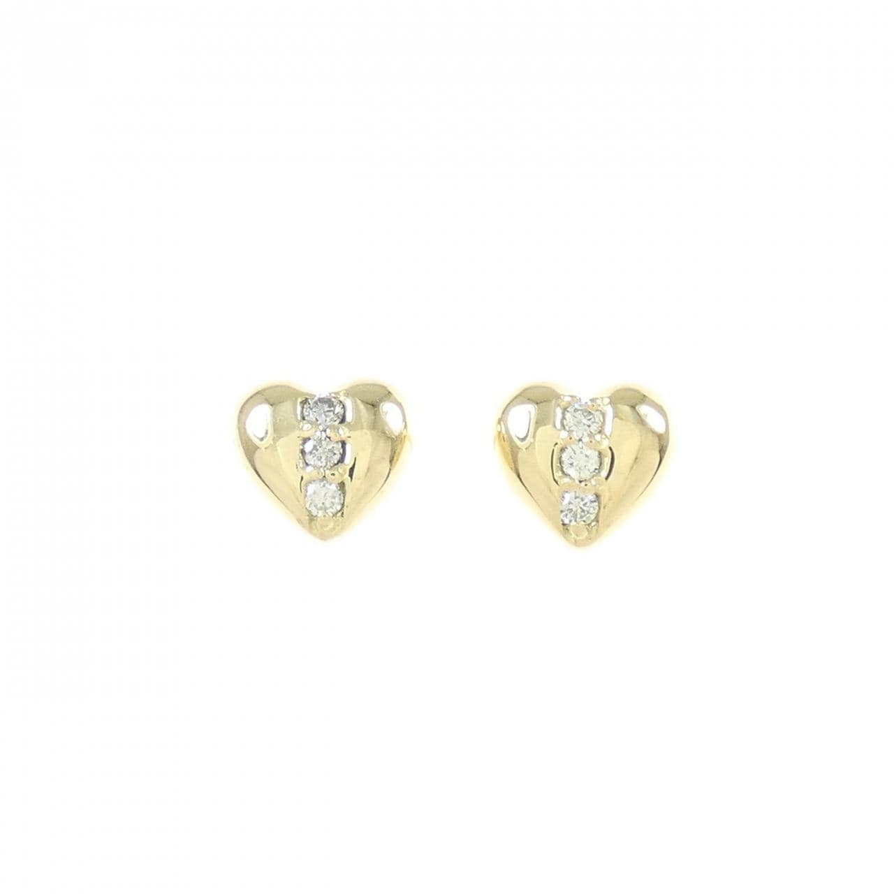 K18YG ハート ダイヤモンド ピアス 0.06CT