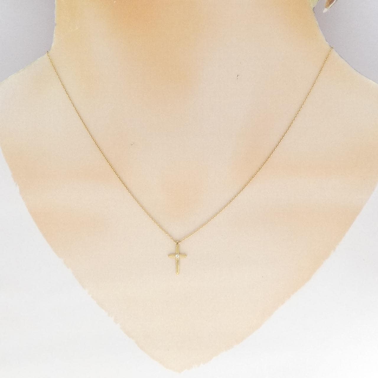 K18YG クロス ダイヤモンド ネックレス