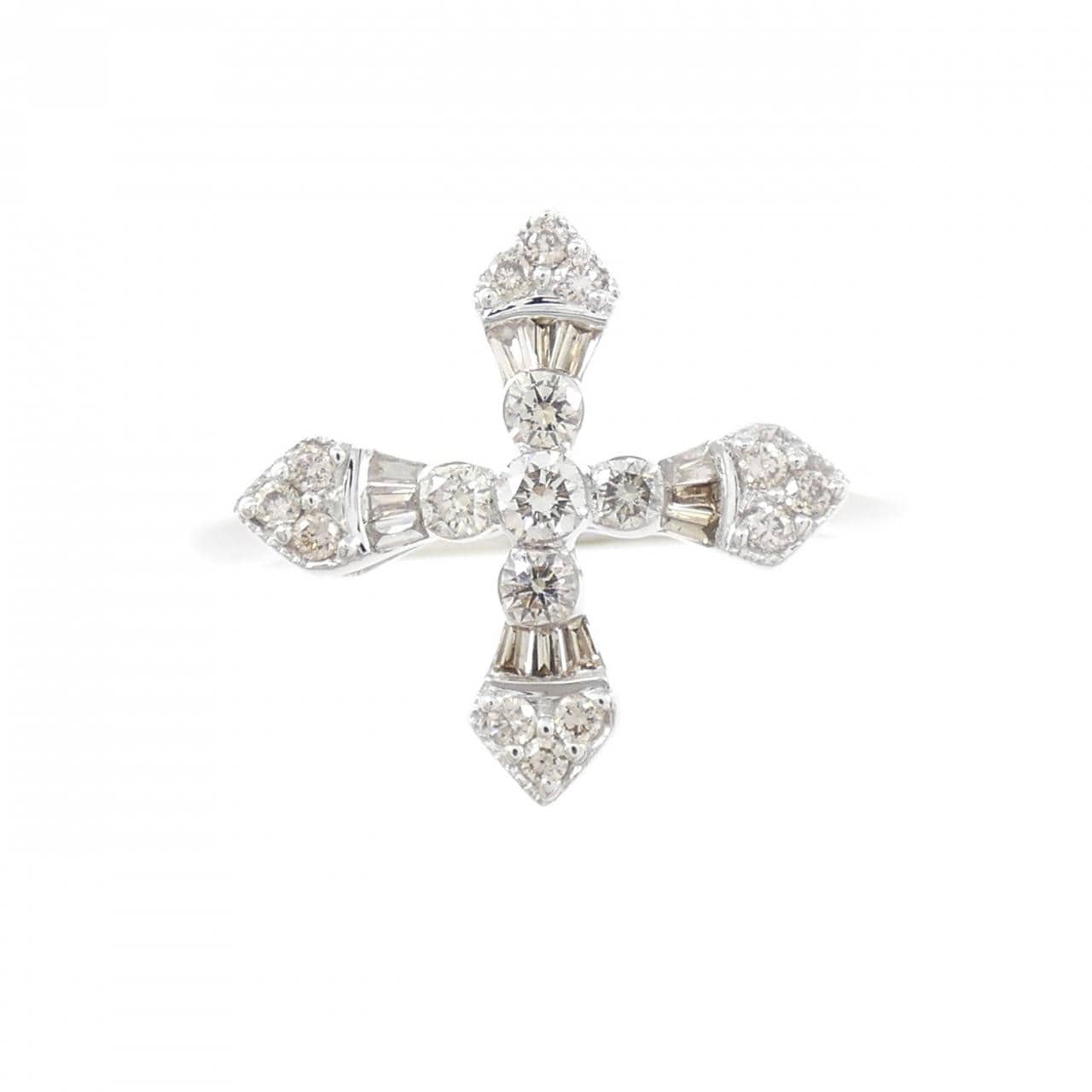 K18WG クロス ダイヤモンド リング