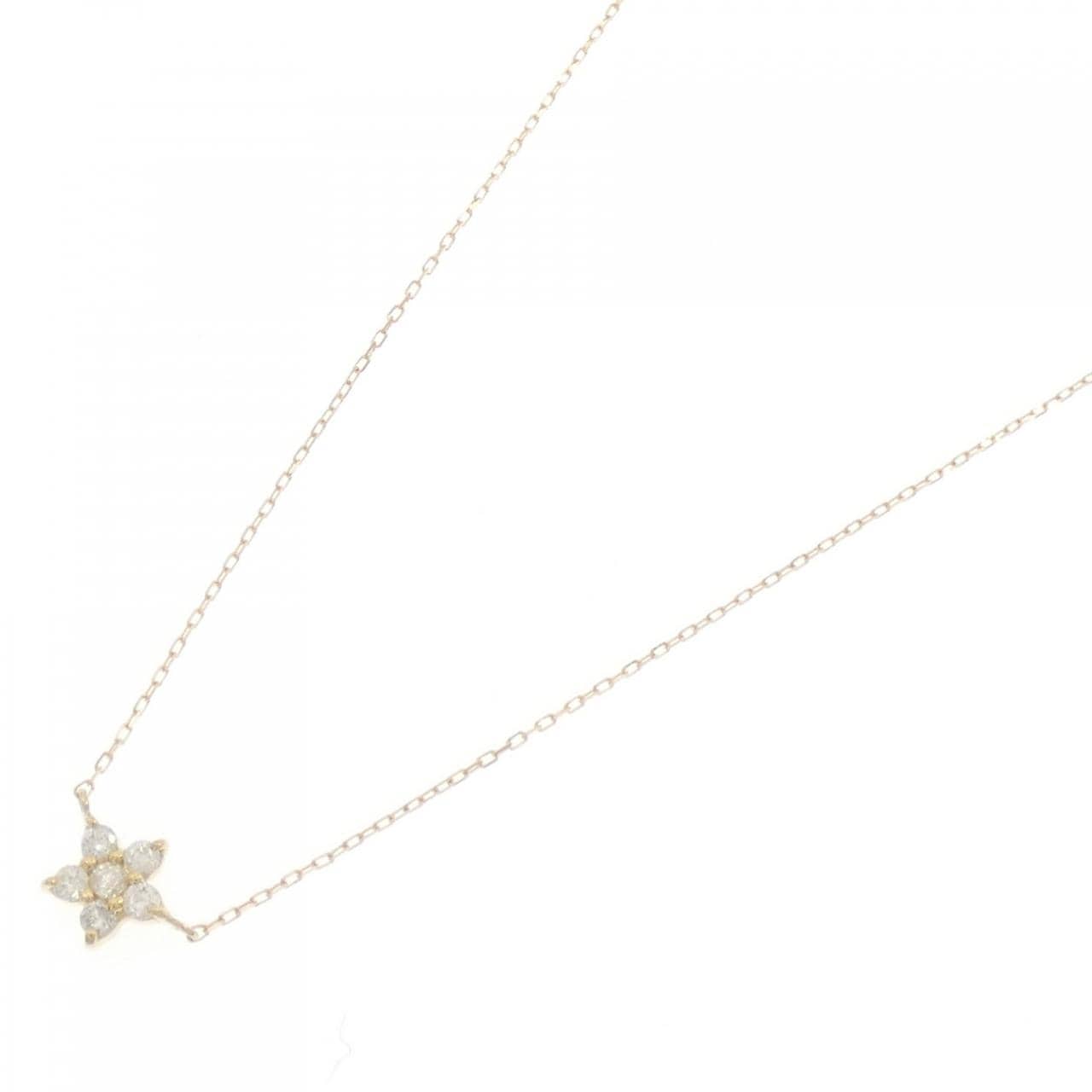 【新品】K18YG フラワー ダイヤモンド ネックレス 0.10CT