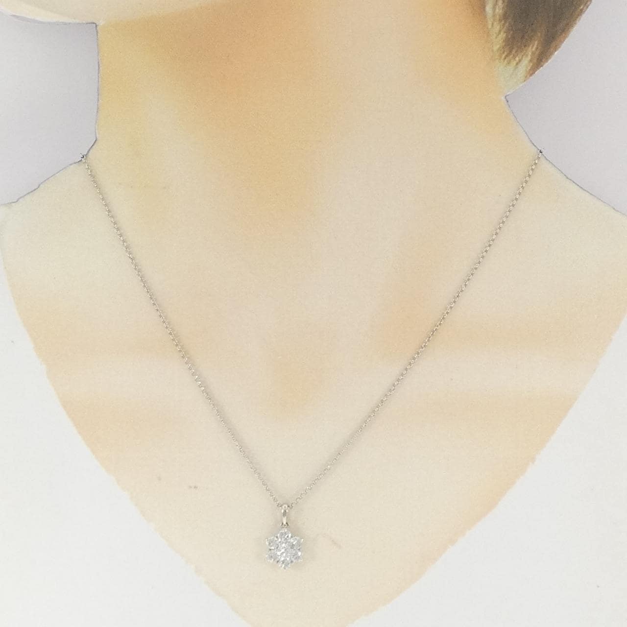 PT900/PT850 フラワー ダイヤモンド ネックレス 1.00CT