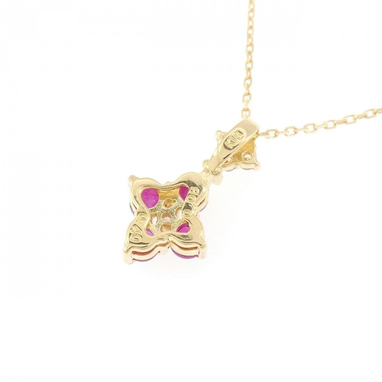 K18YG フラワー ルビー ネックレス 0.40CT