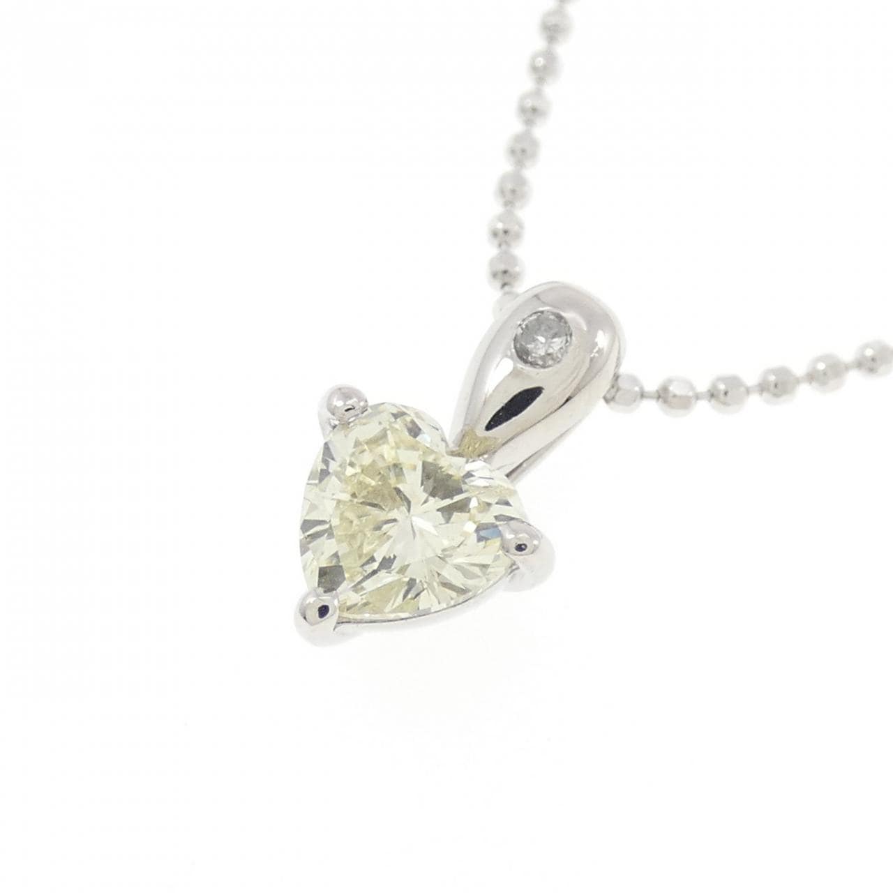 PT900/K18WG ハート ダイヤモンド ネックレス 0.464CT