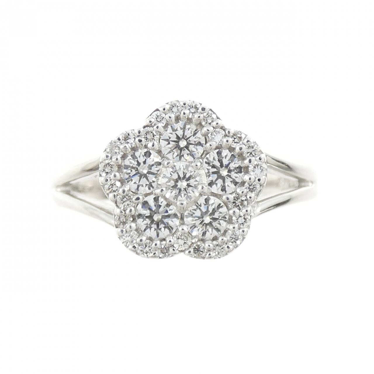 K18WG フラワー ダイヤモンド リング 0.58CT