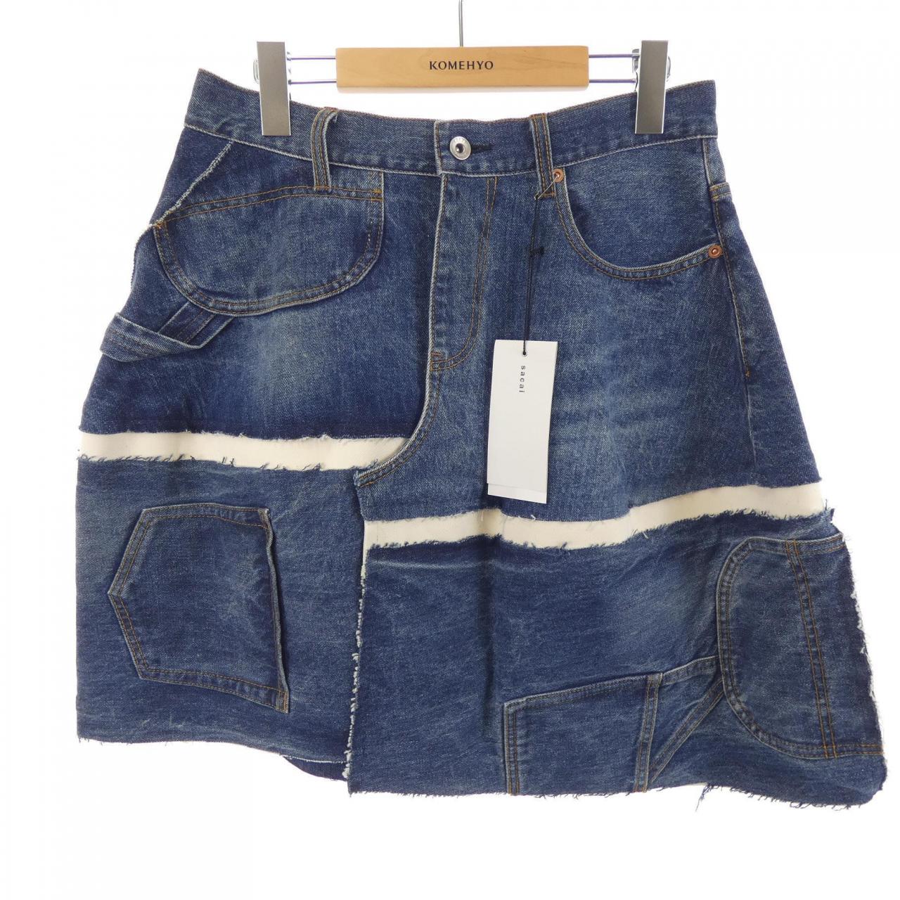 サカイ SACAI DECONSTRUCTED DENIM 26-08467 スカート