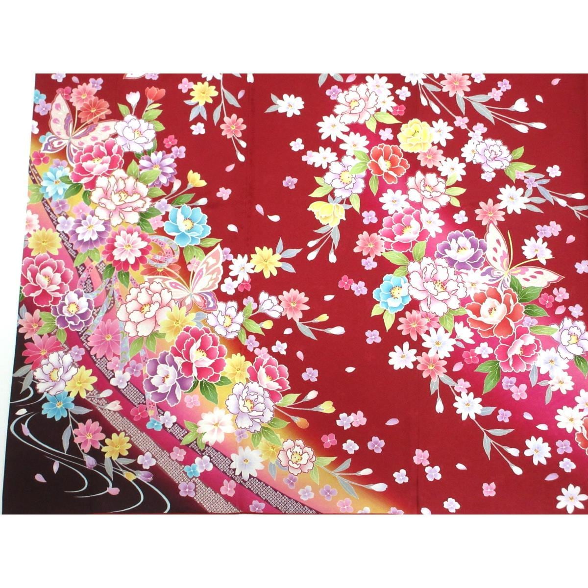 Furisode Yuzen gold color processing Bokashi dyeing with embroidery