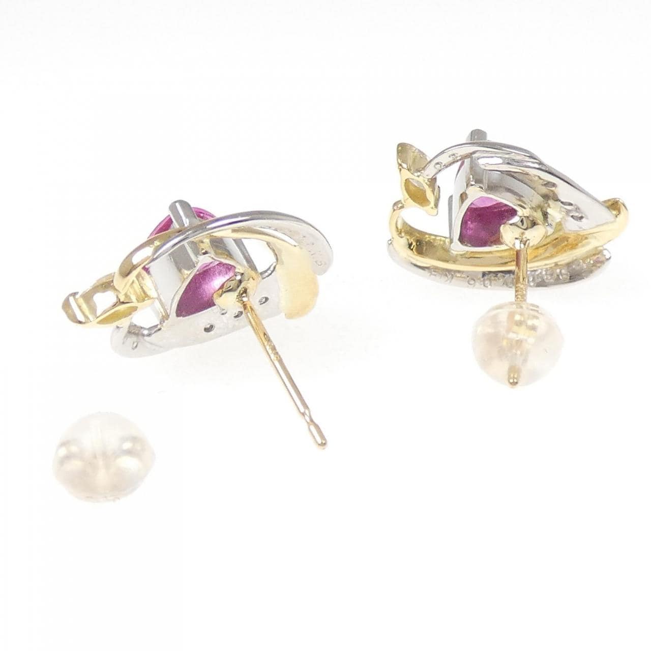 K18YG/PT トルマリン ピアス 1.20CT
