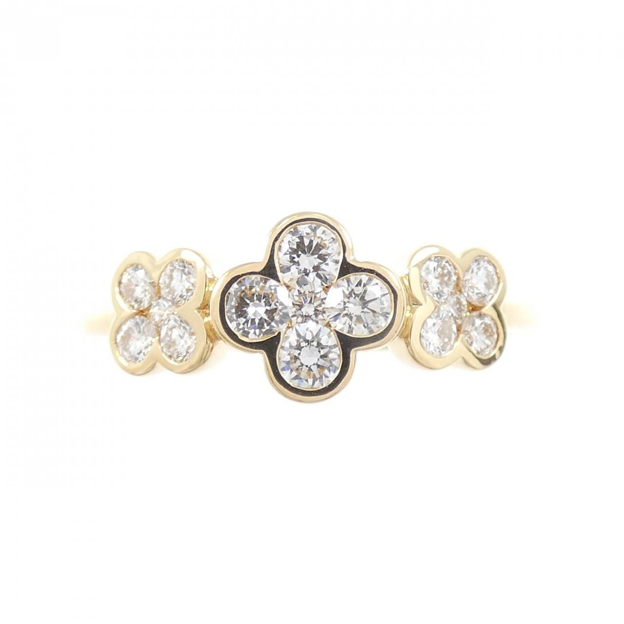 K18YG フラワー ダイヤモンド リング 0.45CT