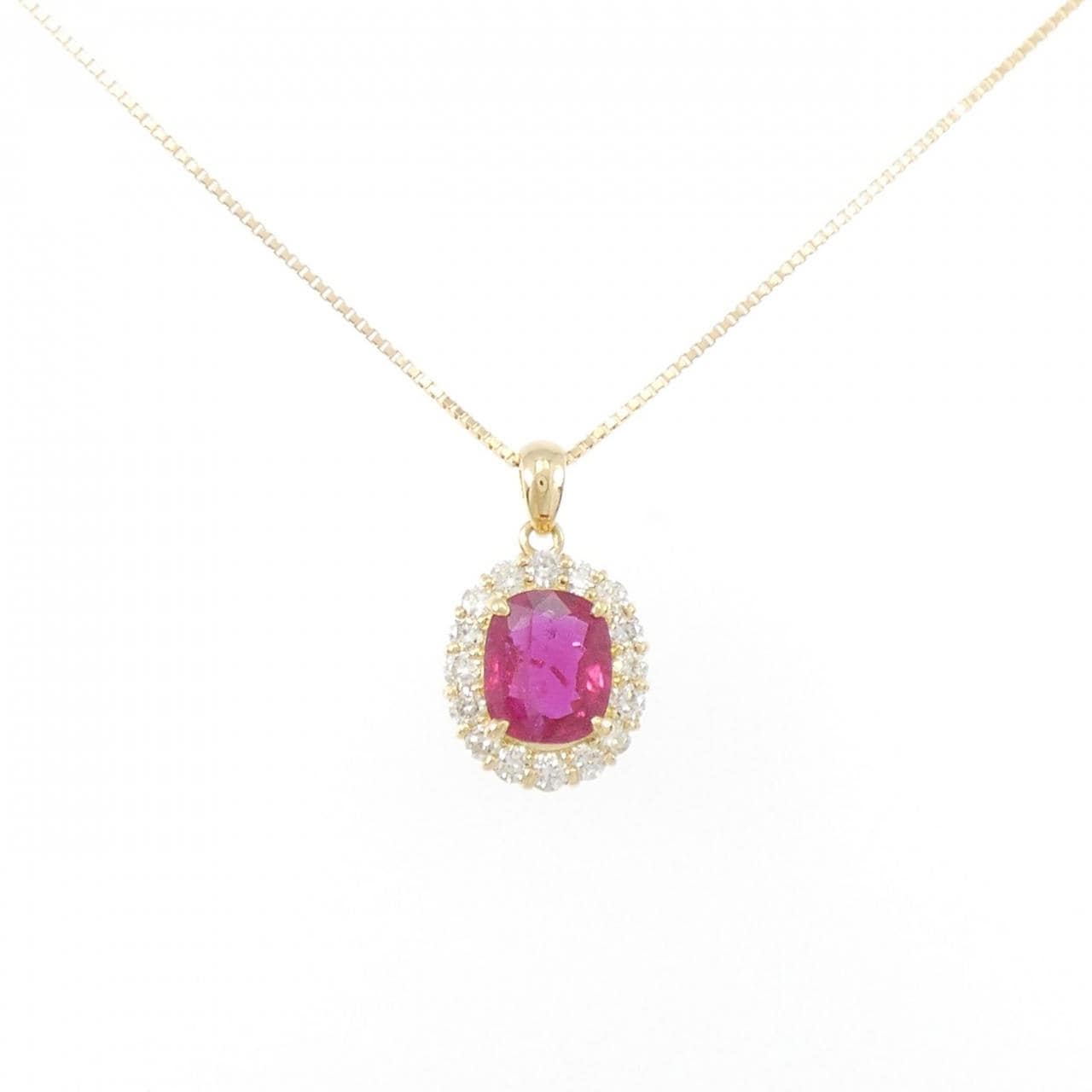 [Remake] K18YG Ruby Necklace 1.60CT Made in Thailand