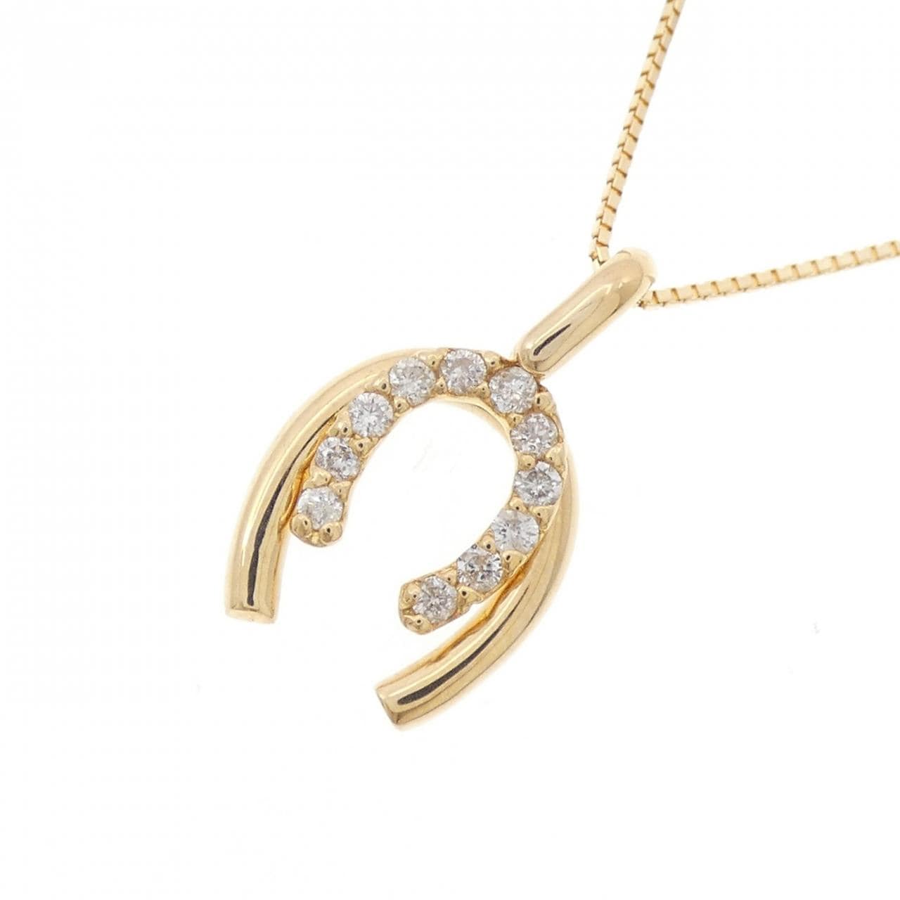 K18YG ホースシュー ダイヤモンド ネックレス 0.20CT