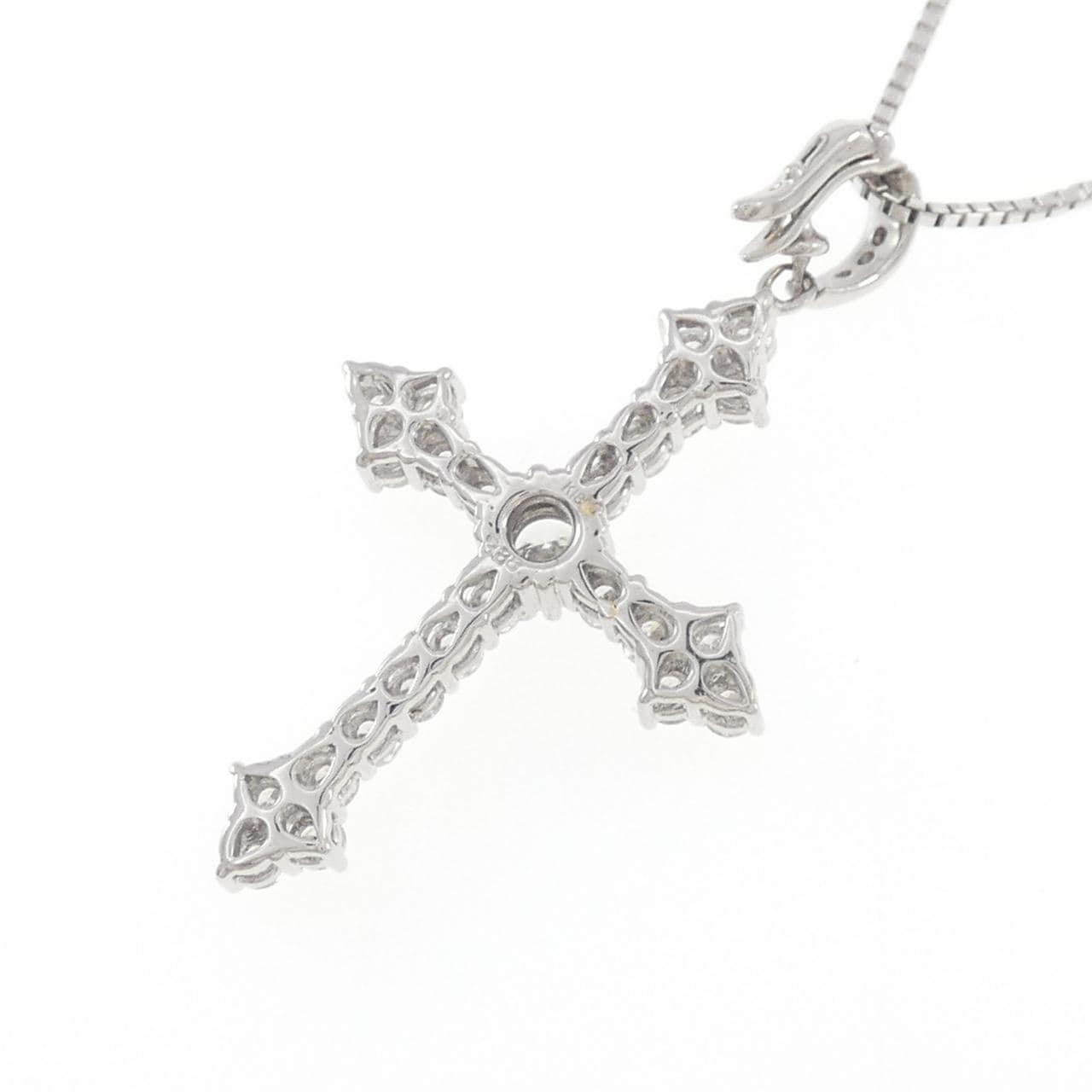 K18WG クロス ダイヤモンド ネックレス 3.88CT