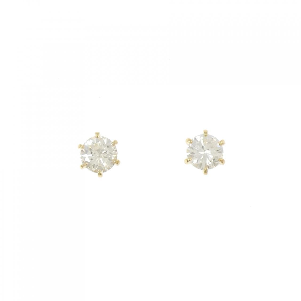 K18YG/ST鑽石耳環 0.437CT 0.472CT HJ I1 VG-GOOD