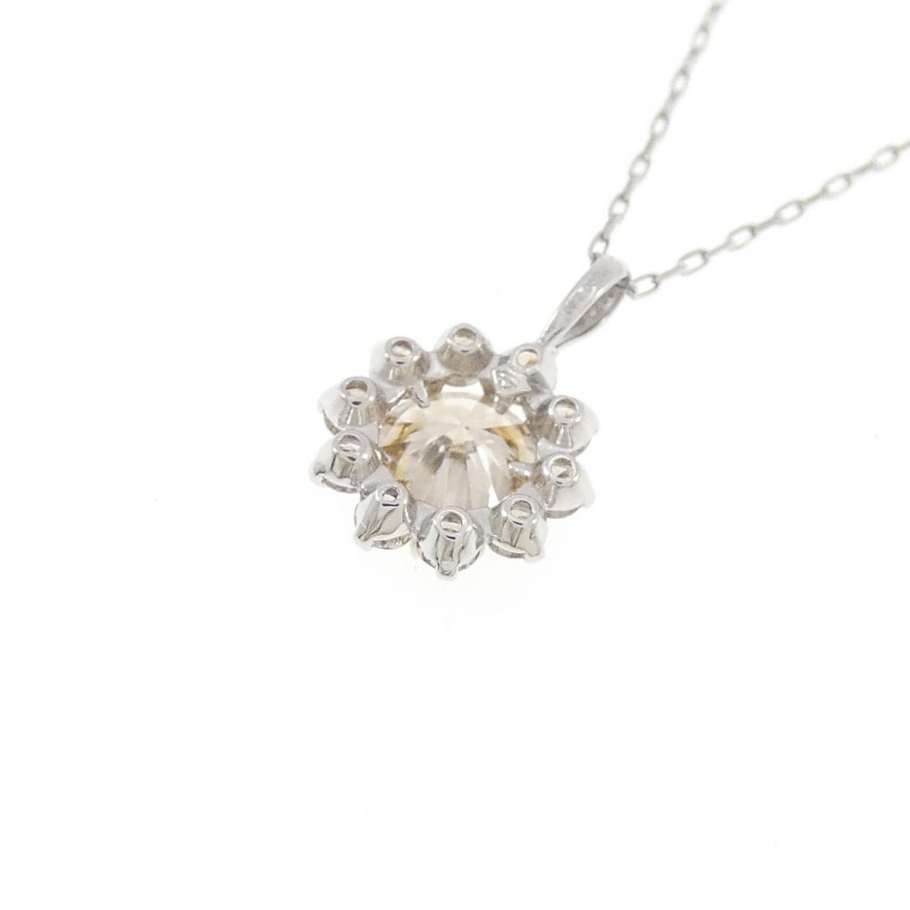 PT900/PT850 フラワー ダイヤモンド ネックレス 0.60CT