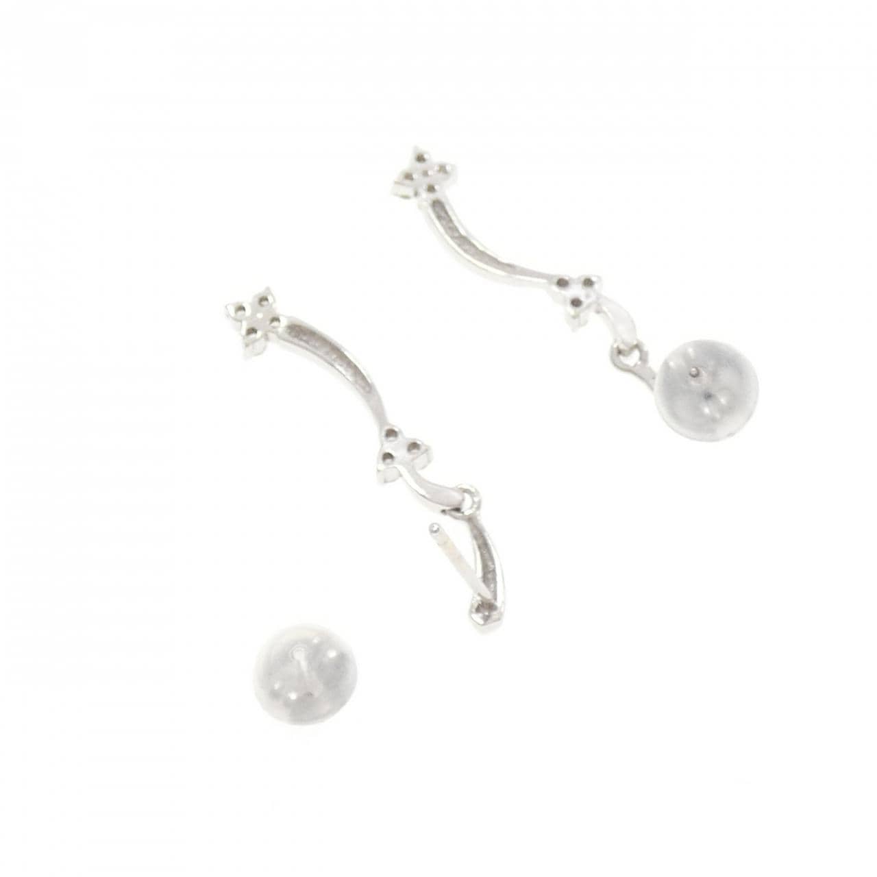 K18WG フラワー ダイヤモンド ピアス 0.14CT