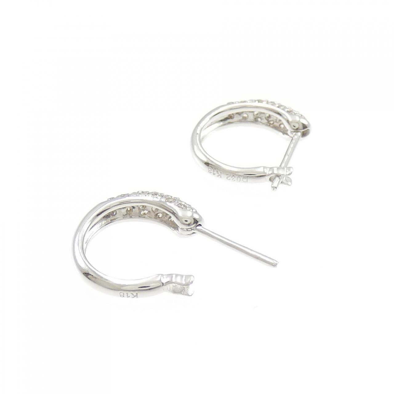 K18WG Pave Diamond Earrings 0.32CT