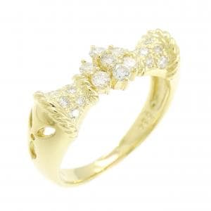 K18YG フラワー ダイヤモンド リング 0.34CT
