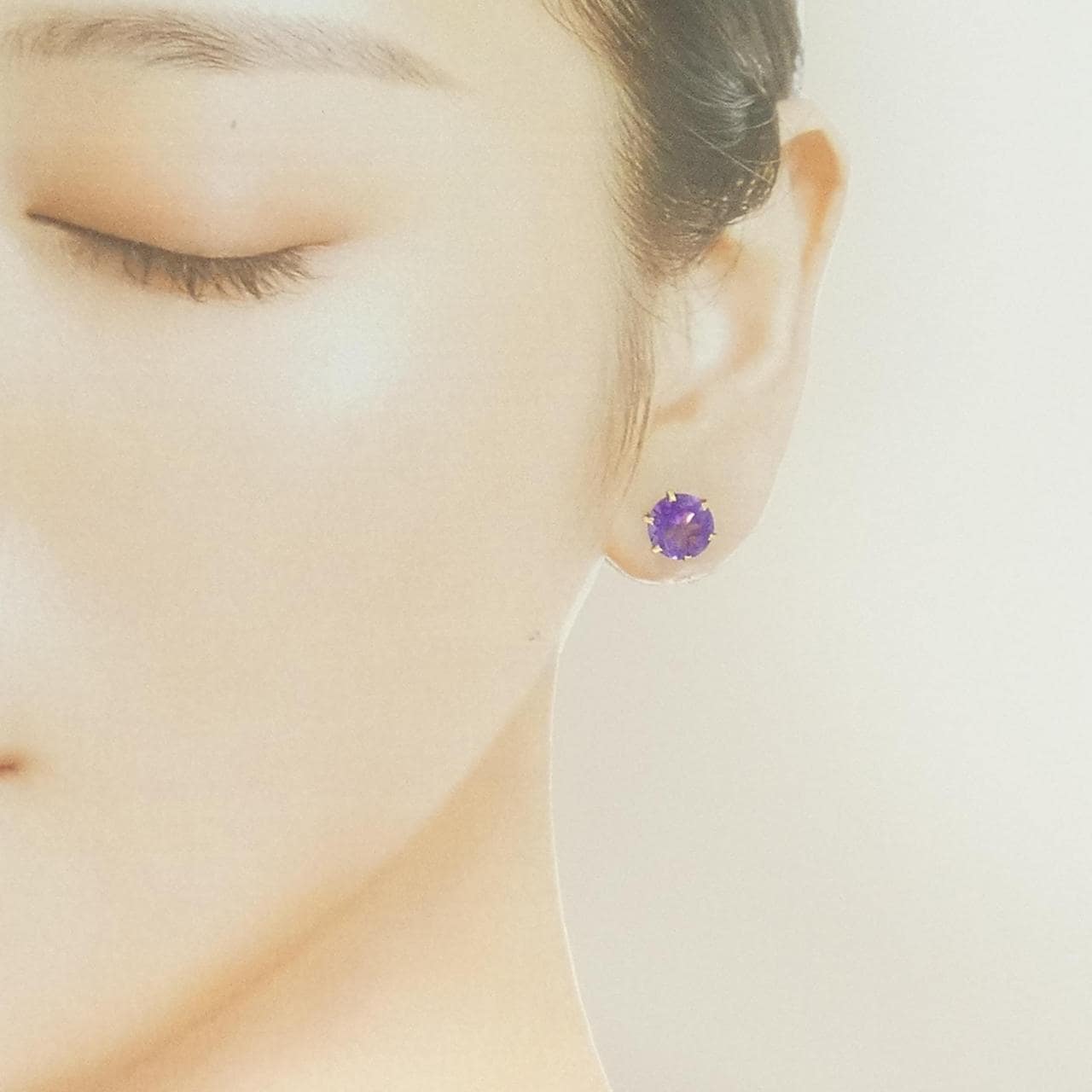 K18YG アメジスト ピアス 3.00CT