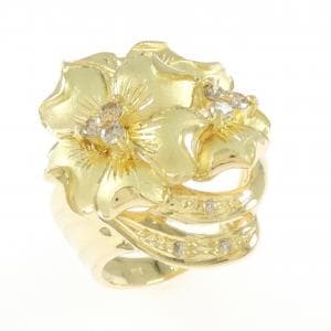 K18YG フラワー ダイヤモンド リング 0.19CT