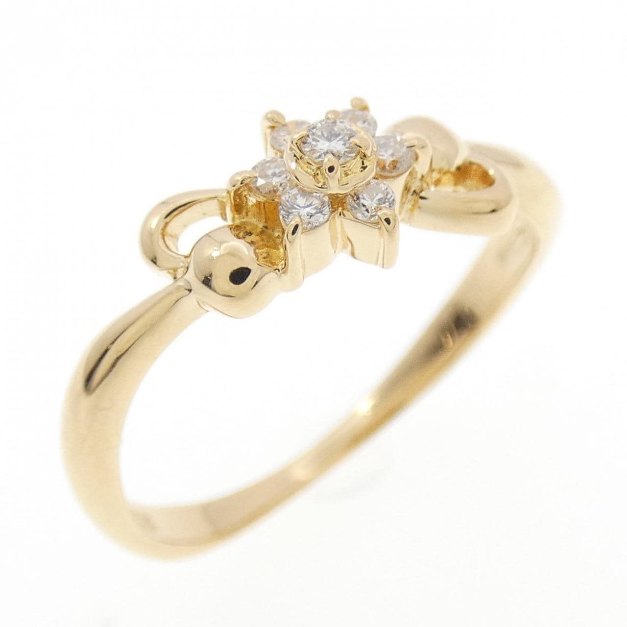K18YG花朵鑽石戒指0.07CT