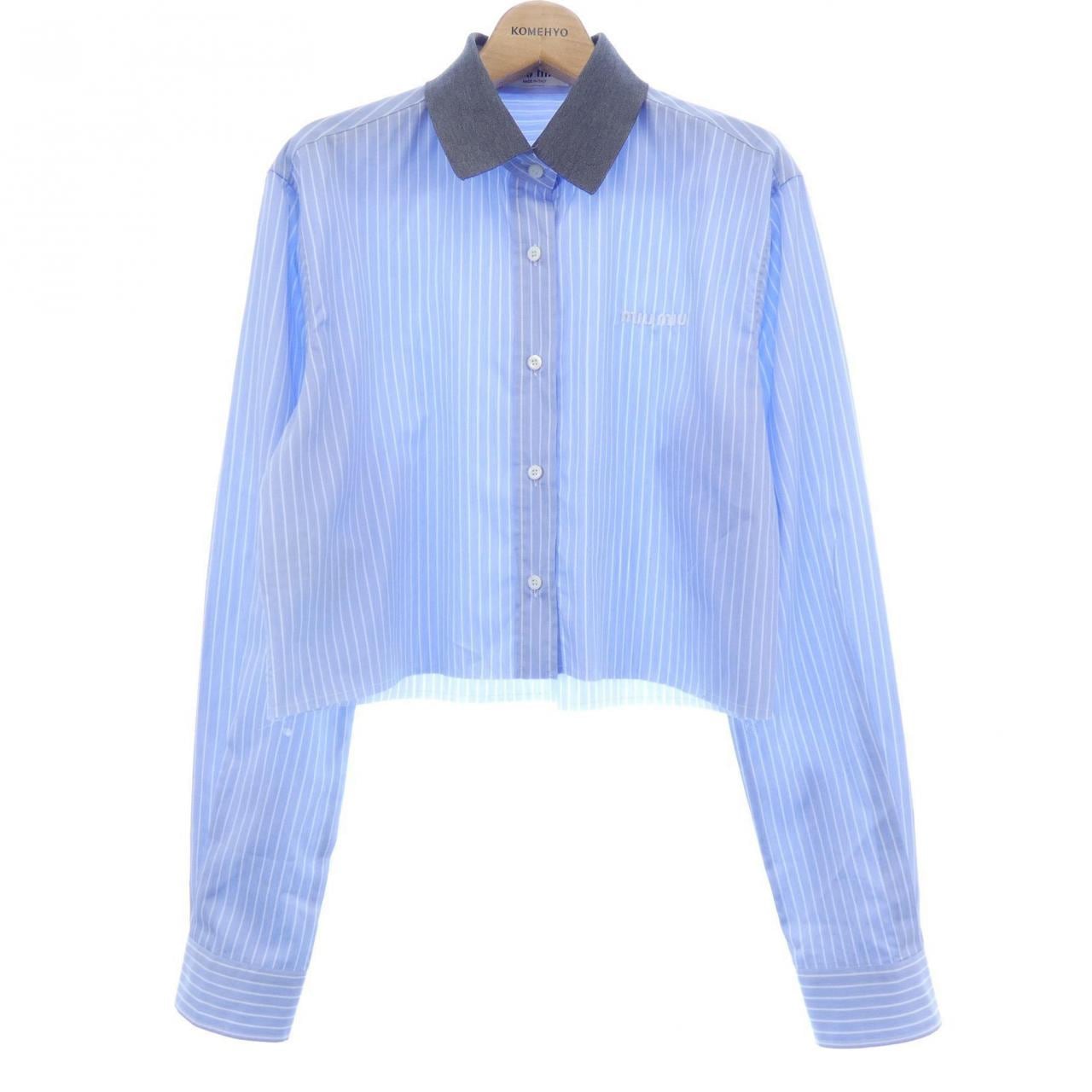 ミュウミュウ MIU MIU ポプリン ストライプ クロップド MK1694 SEM1 137Q シャツ