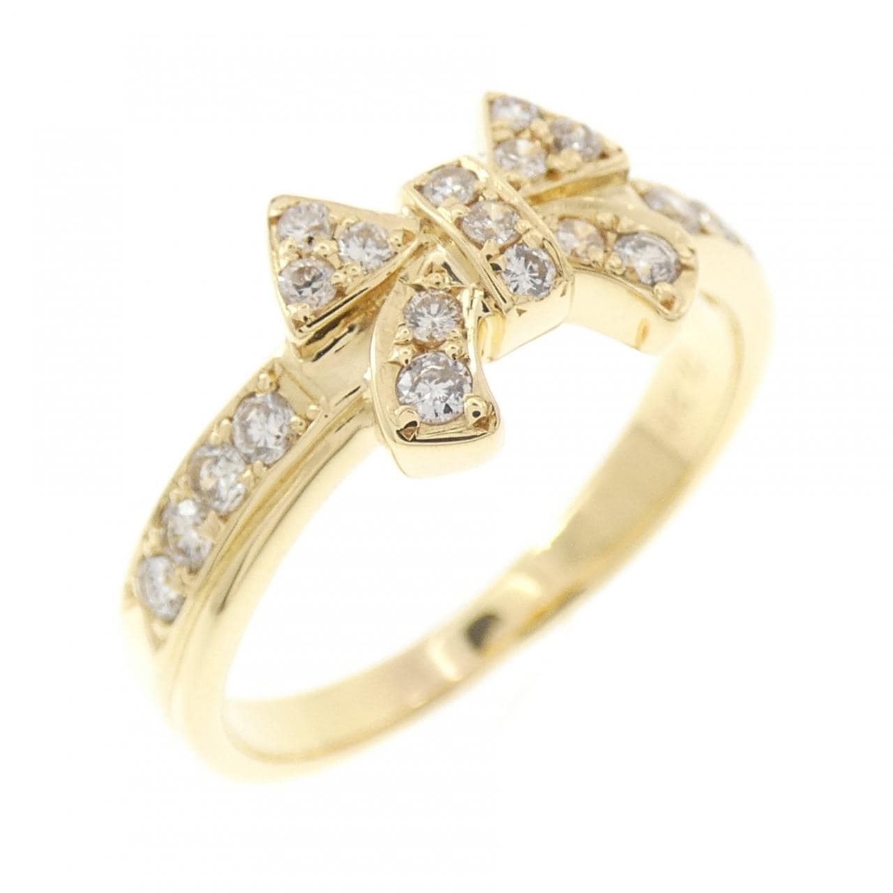 K18YG リボン ダイヤモンド リング 0.31CT