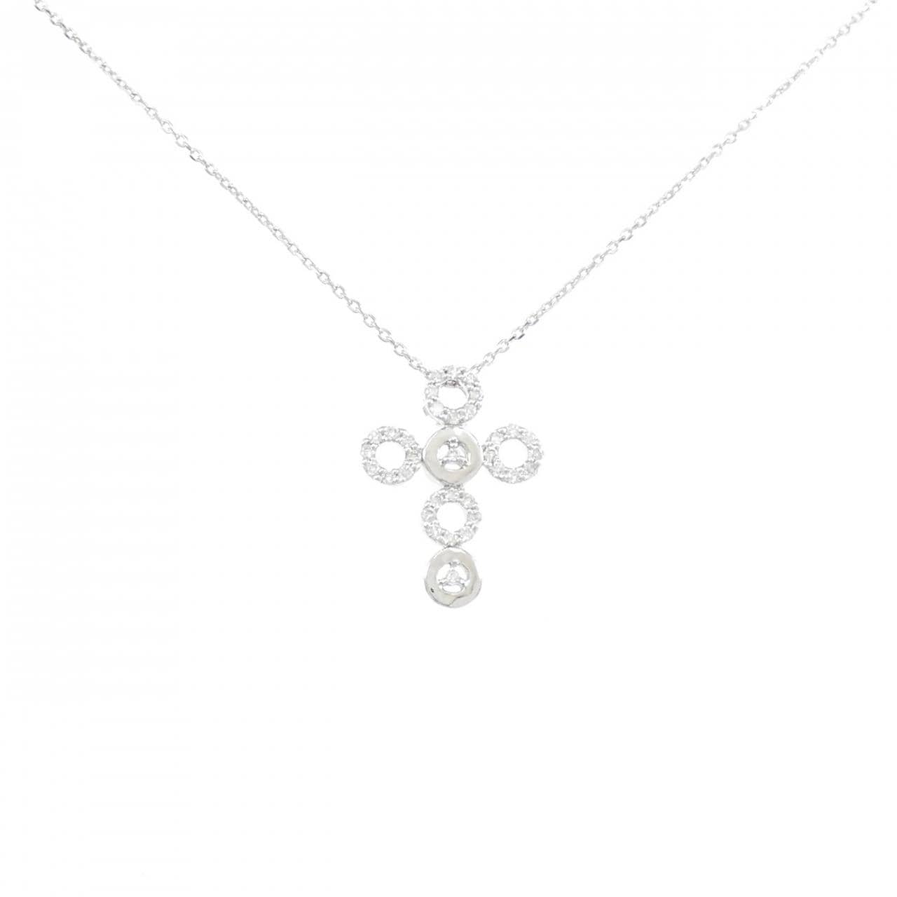10KWG/K10WG クロス ダイヤモンド ネックレス 0.16CT