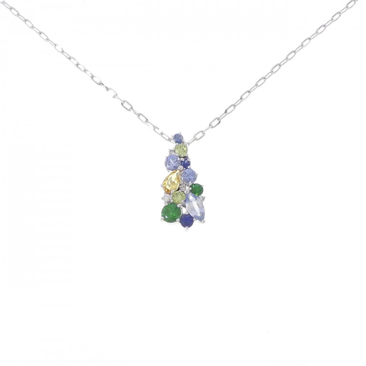 K18WG/750WG カラーストーン ネックレス