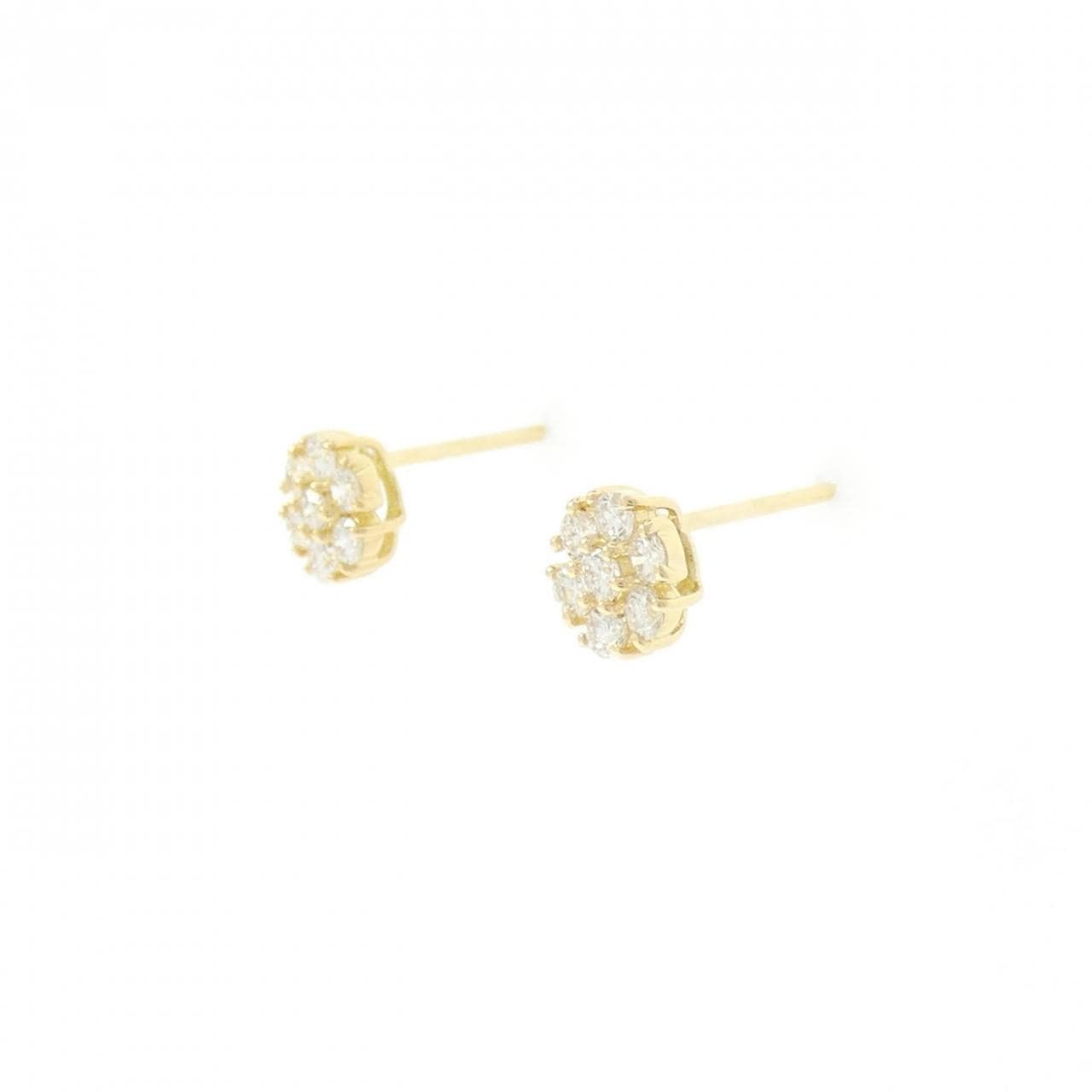 【リメイク】K18YG フラワー ダイヤモンド ピアス 0.30CT