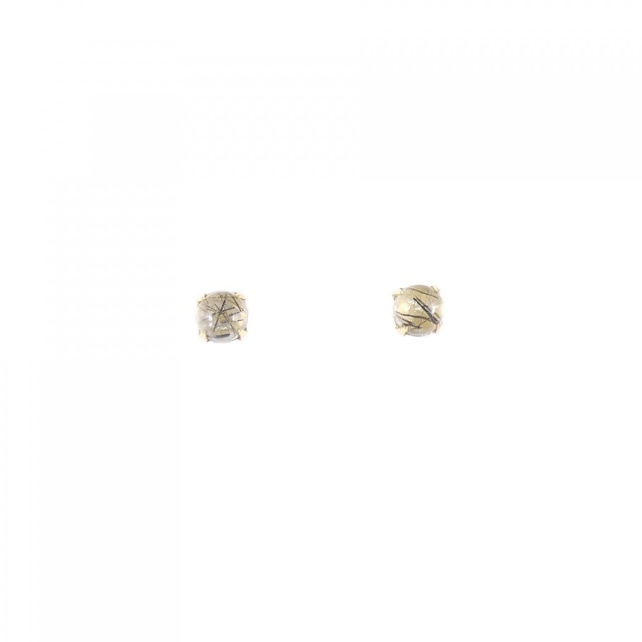 K18YG トルマリンインクオーツ ピアス