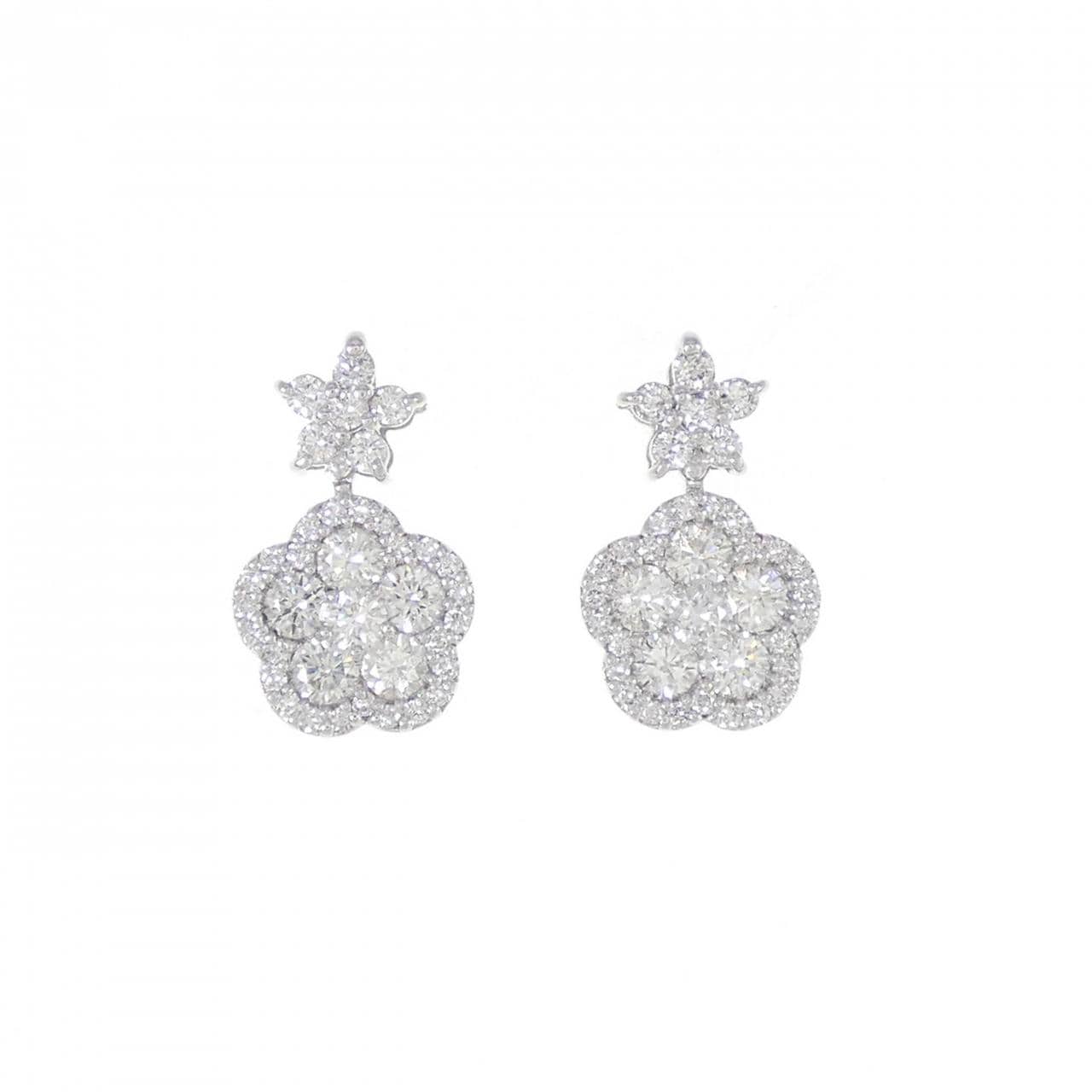 K18WG Star x Flower Diamond Earrings 1.40CT