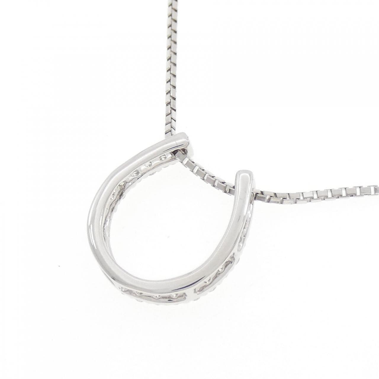 K18WG ホースシュー ダイヤモンド ネックレス 0.28CT