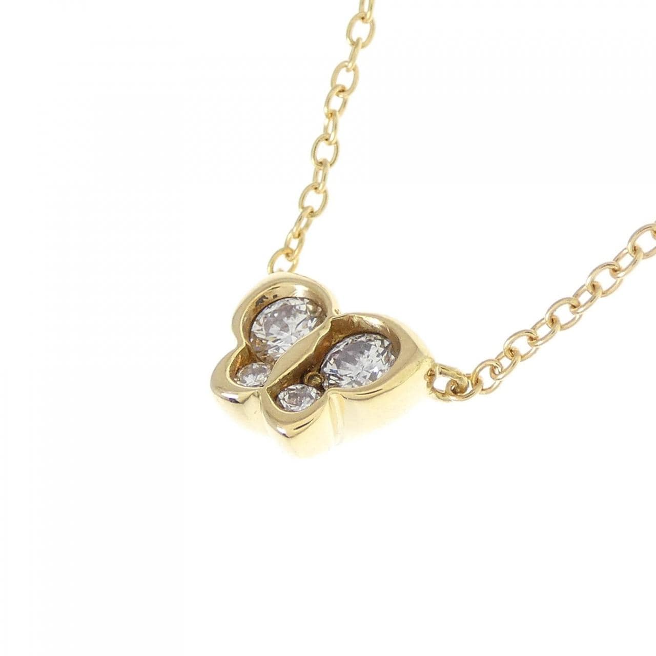 K18YG butterfly Diamond necklace 0.16CT