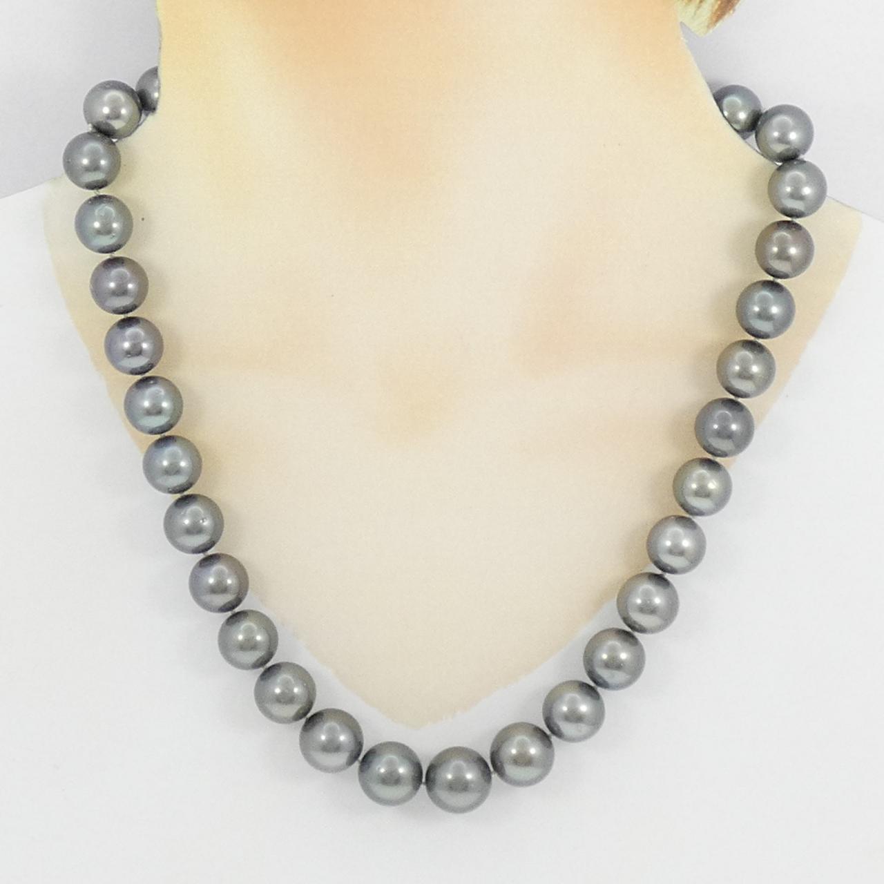 シルバークラスプ 黒蝶パール ネックレス 11-13.5mm