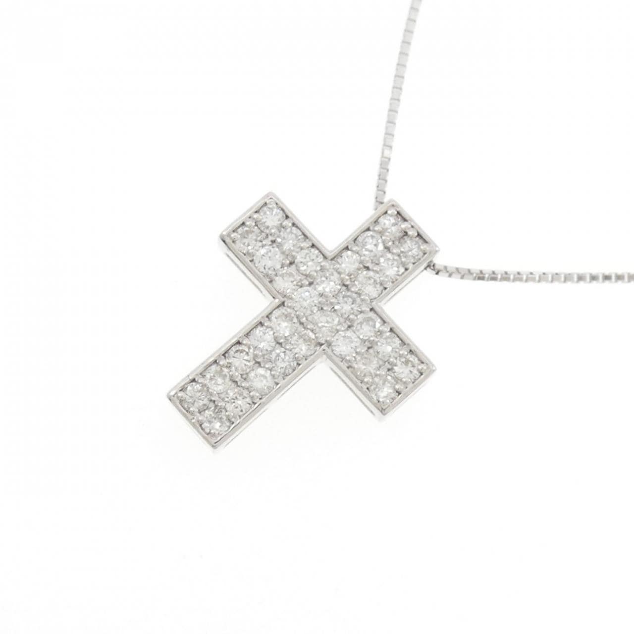 K18WG クロス ダイヤモンド ネックレス 0.60CT