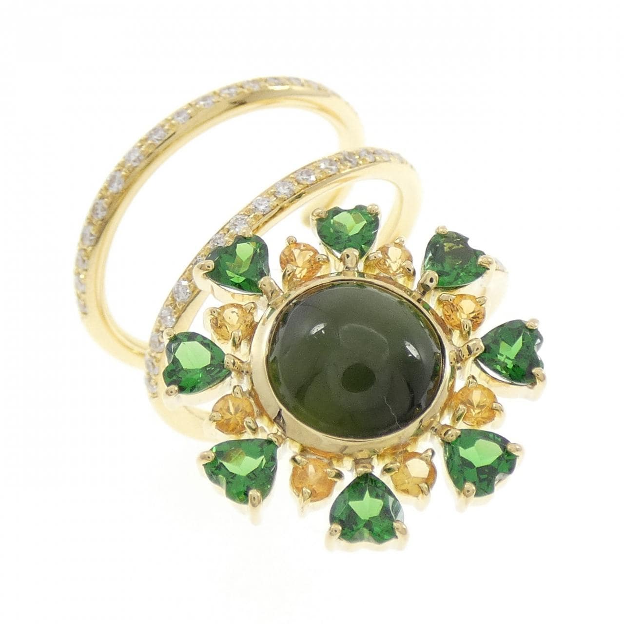 750YG カラーストーン リング