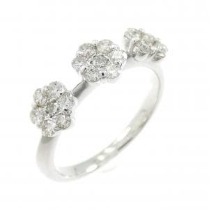 K18WG フラワー ダイヤモンド リング 0.50CT