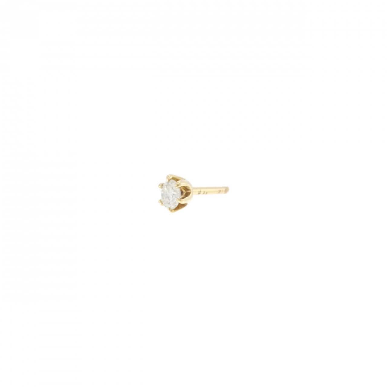 K18YG ソリティア ダイヤモンド ピアス 0.11CT 片耳